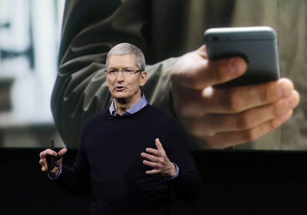 In this March 21photo, Apple CEO Tim Cook speaks at an event to announce new products at Apple headquarters in Cupertino, California (AP photo)