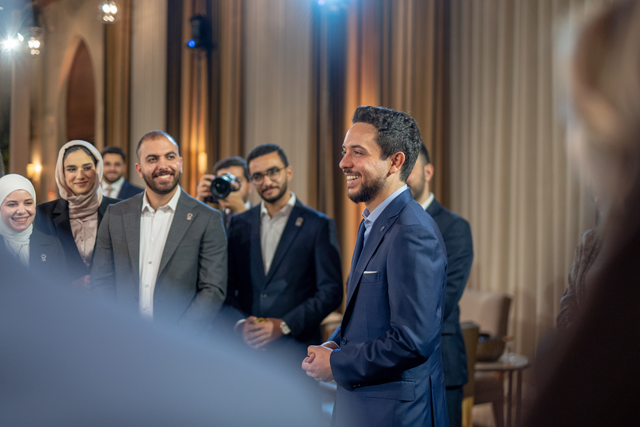 HRH Crown Prince Hussein hosts an iftar for the fourth cohort of Al Hussein Fellowship, a Crown Prince Foundation programme that trains young leaders and hones their skills (Photo courtesy of Royal Court)