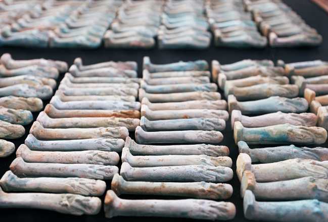 Ancient statues discovered near an ancient necropolis in Minya, Egypt, on Saturday (Reuters photo)