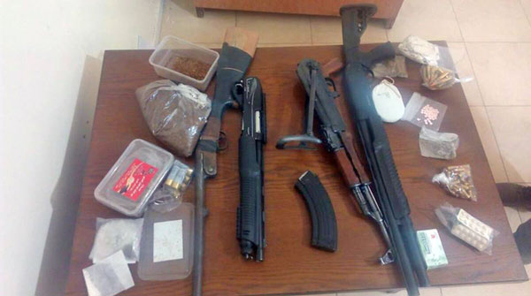 Firearms and drugs confiscated by security agencies during recent raids (Petra photo)