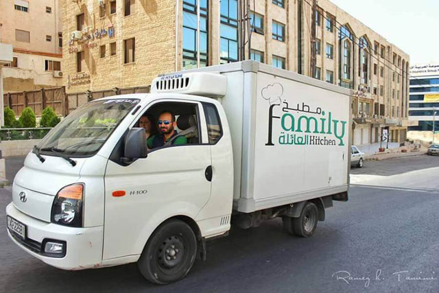 Family Kitchen volunteers deliver food to areas around the Kingdom, such as Madaba, Um Al Rassas, Salt, Hitteen camp  and Zarqa (Photo courtesy of Family Kitchen)