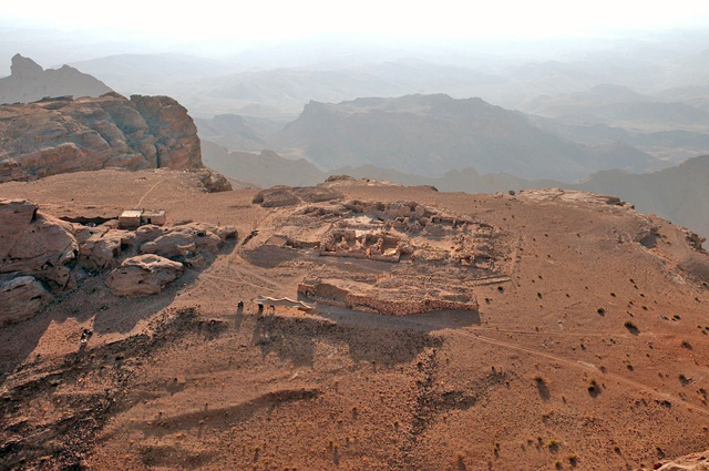 Ruins of the Byzantine monstery near the top of Jabal Haroun (Photo courtesy of Zbigniew Fiema)