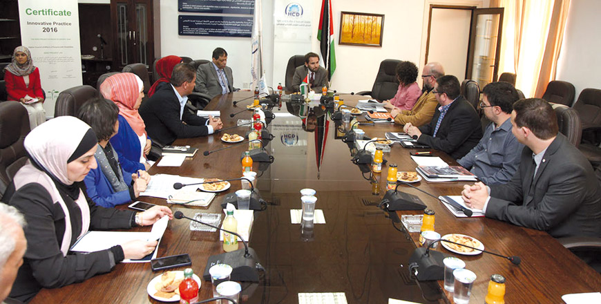 HH Prince Mired, president of the Higher Council for the Affairs of People with Disabilities, meets with members of Barcelona Municipality in Amman on Monday (Petra photo)