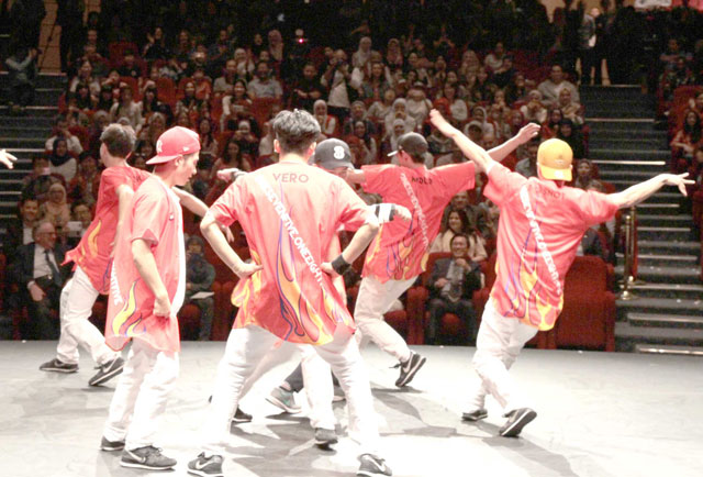 The JinJo Crew perform on stage at Al Hussein Cultural Centre in Ras Al Ain on Tuesday as part of the third K-Pop festival  (Photo by Hassan Tamimi)
