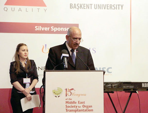 Deputy Prime Minister for Services and Education Minister Mohammad Thneibat speaks at the opening ceremony of the 15th Congress of the Middle East Society for Organ Transplantation in Amman, on Wednesday (Petra photo)