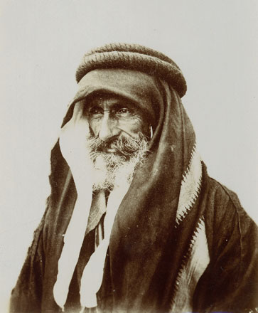 A portrait of Sheikh Assuna, a dignitary of the Kerak region in 1865 (Photo courtesy of the Palestine Exploration Fund)