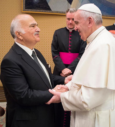 HRH Prince Hassan with Pope Francis in the Vatican last week (Petra photo)