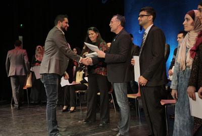 New university graduates are honoured upon their completion of the Ruwwad Al Tanmeya scholarship and volunteerism programme at a ceremony on Saturday (Photo courtesy of Ruwwad Al Tanmeya)