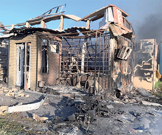 This undated handout photo published on the official Telegram channel of the ministry of internal affairs of Ukraine on Saturday shows a destroyed house following a Russian strike in the centre of Vilniansk, Zaporizhzhia region (AFP photo)