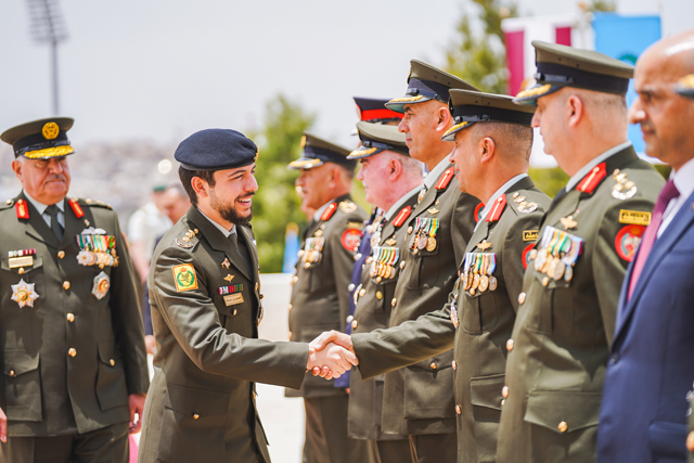 HRH Crown Prince Hussein, the Regent, attends the investiture ceremony marking Army Day and the Great Arab Revolt anniversary at the Martyr’s Memorial on Thursday (Photo courtesy of Royal Court)