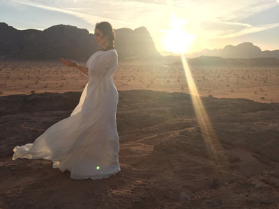 This photo shared on the Facebook page of Sati Kazanova shows the Russian singer while shooting a TV commercial in Wadi Rum recently to promote tourist attractions in Jordan 