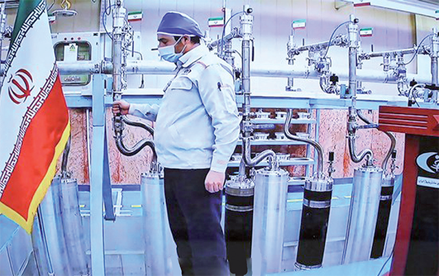 An engineer inside Iran's Natanz uranium enrichment plant, shown during a ceremony headed by the country's president on Iran's National Nuclear Technology Day, in the capital Tehran (AFP photo)