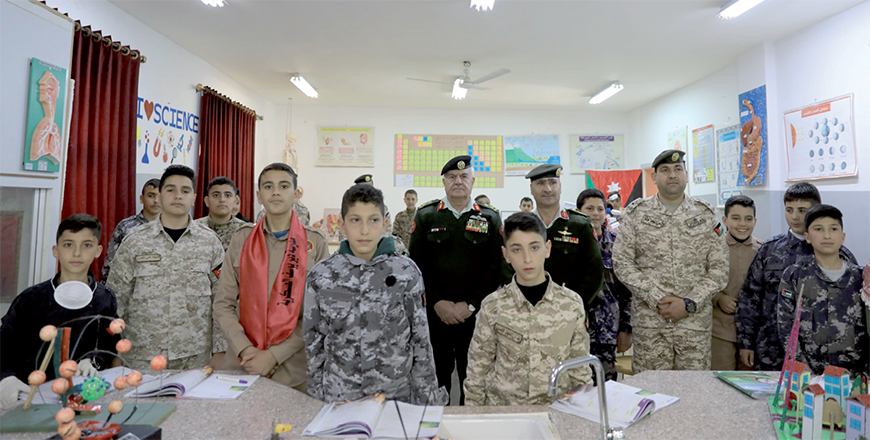 Following Royal Directives and coinciding with the visit of His Majesty King Abdullah, the Supreme Commander of the Jordan Armed Forces-Arab Army, to Irbid, Chairman of the Joint Chiefs of Staff Maj. Gen. Yousef Huneiti on Tuesday attends the opening of the Deir Yusuf Secondary School for Boys (Petra photo)