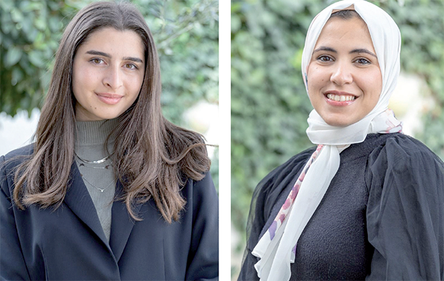 The winners, Sara Mousa, who is pursuing a Master’s degree in Social Work Migration and Refugees, and Tala Hasan Waleed Soud, who is pursuing a bachelor’s degree in Cyber Security, the two ‘Ambassadors for a Day’, joined the British embassy for engagement with schoolchildren, women in business and women in academia (Photo courtesy of the British Embassy)