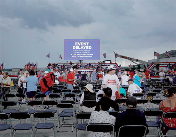 Attendees leave after a rally for former US president Donald Trump was postponed at the Aero Centre Wilmington on Saturday in Wilmington, North Carolina (AFP photo)