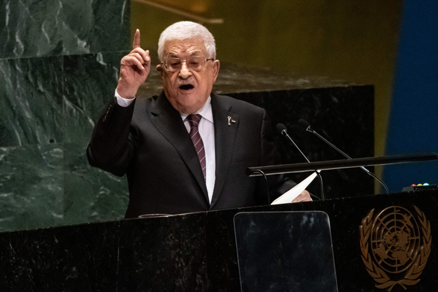 Mahmoud Abbas, President of the State of Palestine, speaks during the United Nations General Assembly (UNGA) at the United Nations headquarters on September 26, 2024 in New York City (AFP photo)