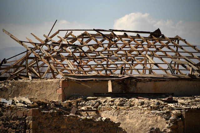 A view of the settlement of Sotk, which is said was hit by Azeri shelling during recent border clashes with Azerbaijan, on Wednesday (AFP photo)
