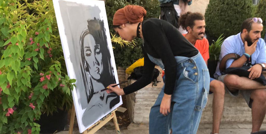 Local artists participate in the outdoors collaborative Art at The Park event at the Jordan National Gallery of Fine Arts Park in Jabal Luweibdeh (Photo courtesy of Art at The Park)