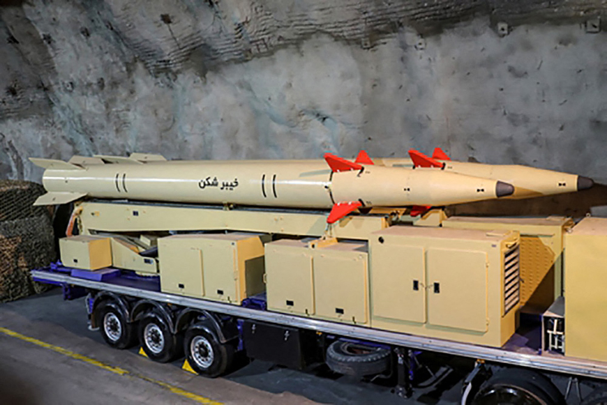 This handout photo made available on Wednesday by the official website of the Iranian Revolutionary Guard Corps Sepahnews shows surface-to-surface missiles displayed in an undisclosed location in Iran (AFP photo)