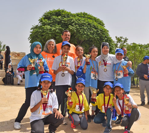Young girls aged between eight and 14 years old compete in the Nina Brekelmans Race at Al Hussein Park on Saturday (Photo courtesy of Nina Brekelmans Running Camp for Girls)