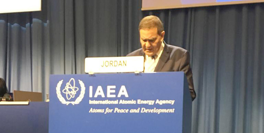 Jordan Atomic Energy Commission Chairman Khaled Toukan speaks during the 63rd Annual Regular Session of the International Atomic Energy Agency’s General Conference in Vienna on Tuesday (Petra photo)