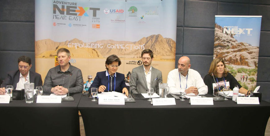 Tourism Minister Lina Annab inaugurates the second conference of the Adventure Travel Trade Association, dubbed Adventure NEXT Near East, at the Dead Sea, on Tuesday (Petra photo)