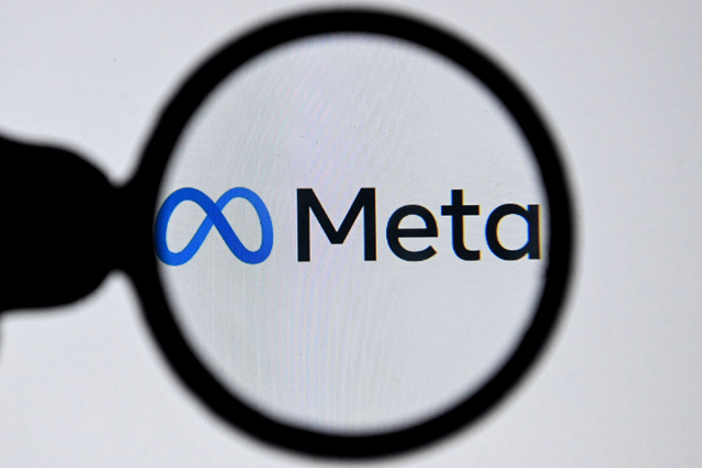 This file photo taken on October 28, 2021, shows the META logo on a laptop screen (AFP photo)