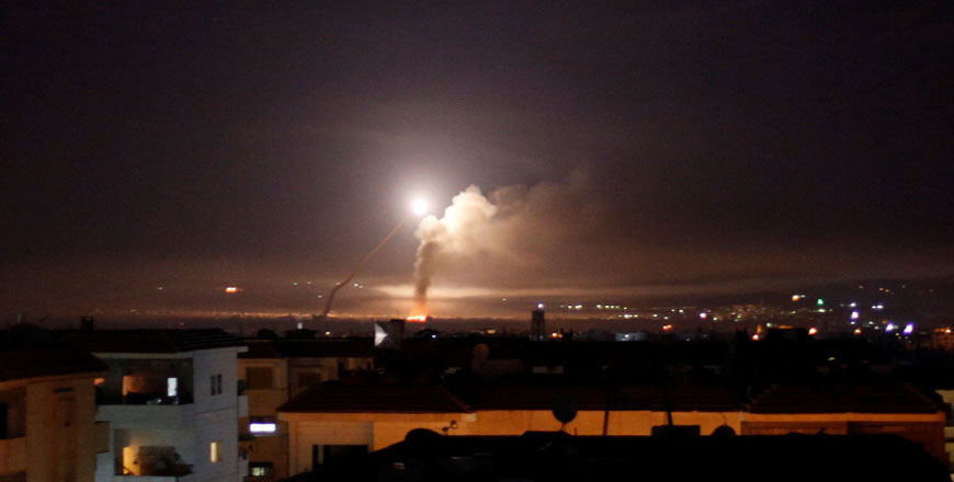 Missile fire is seen from Damascus, Syria, on May 10 (Reuters file photo)