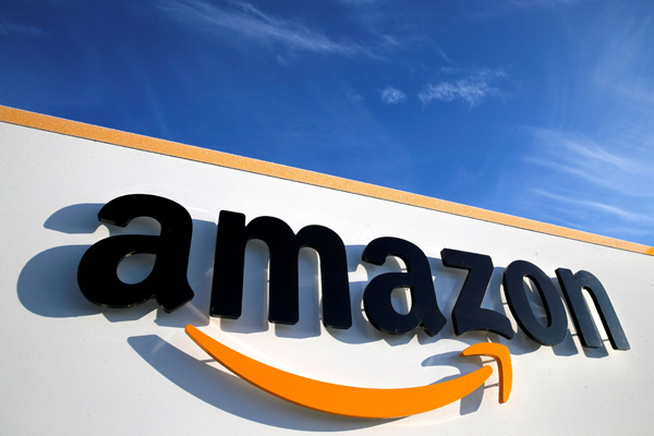 The logo of Amazon is seen at the company logistics centre in Boves, France, on January 19 (Reuters file photo)