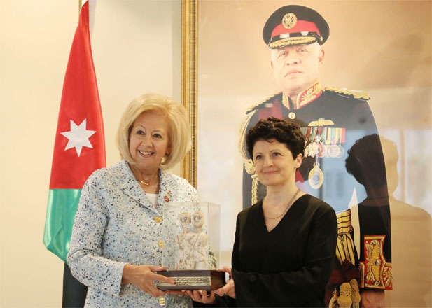 Minister of Culture Haifa Najjar and Georgian Deputy Prime Minister and Minister of Culture, Sport and Youth Thea Tsulukiani meet on Monday to explore ways of strengthening cultural ties between Jordan and Georgia (Petra photo)