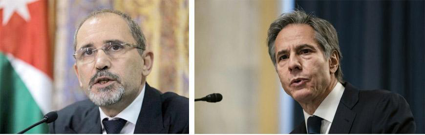 Deputy Prime Minister and Foreign Affairs Minister Ayman Safadi receives a telephone call on Sunday from US Secretary of State Anthony Blinken (JT file photo)