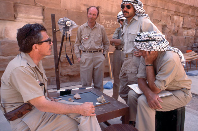   The American Expedition to Petra team, led by Philip Hammond (left) at work in Petra in 1978 (Photo courtesy of ACOR )
