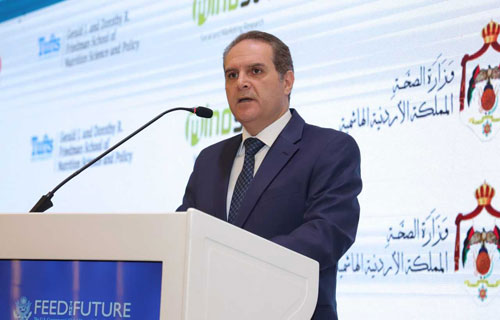 Health Minister Feras Al Hawari addresses first scientific symposium on maternal, infant, and young child nutrition on Tuesday (Petra photo)