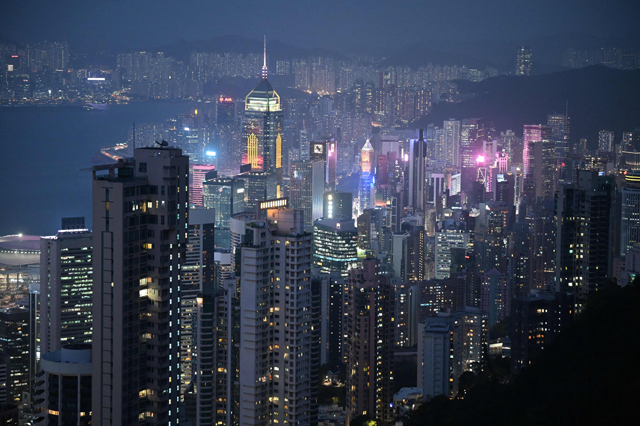 This photo taken on Tuesday shows a view of buildings from the Peak in Hong Kong (AFP photo)