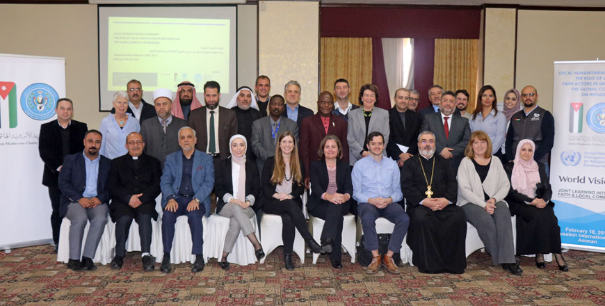 In this photo taken on Tuesday, participants pose for a photo after a seminar on aiding refugees (Photo courtesy of The Jordan Hashemite Charity Organisation)
