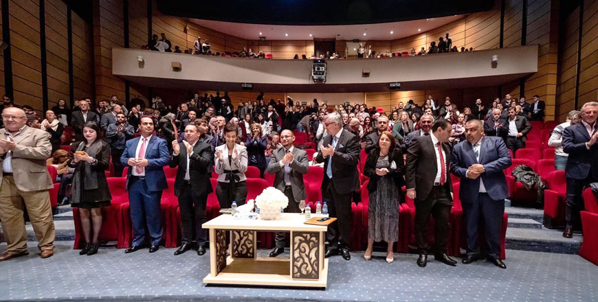 HRH Prince Faisal Bin Raad, EU Ambassador to Jordan Maria Hadjitheodosiou and Bulgarian Ambassador to Jordan Dimitar Mihaylov attend a jazz concert at Al Hussein Cultural Centre in Amman on Thursday (Photo courtesy of Arthur Delarge)