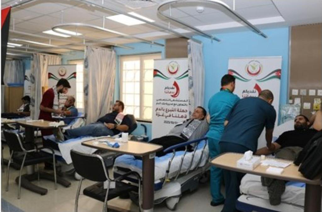 A blood donation campaign at the Specialty Hospital in Amman  (Photo courtesy of the Specialty Hospital)