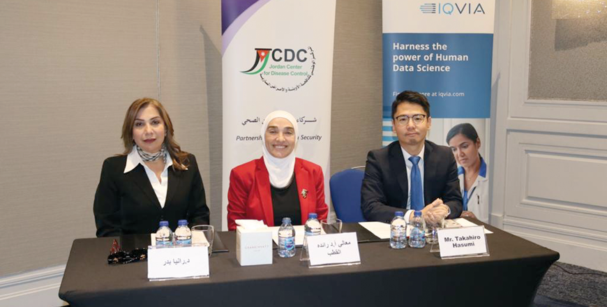 Speakers during the workshop, ‘Validation and Consensus’, organised by the Jordanian National Centre for Epidemics and Communicable Diseases Control on Sunday (Photo courtesy of JCDC)