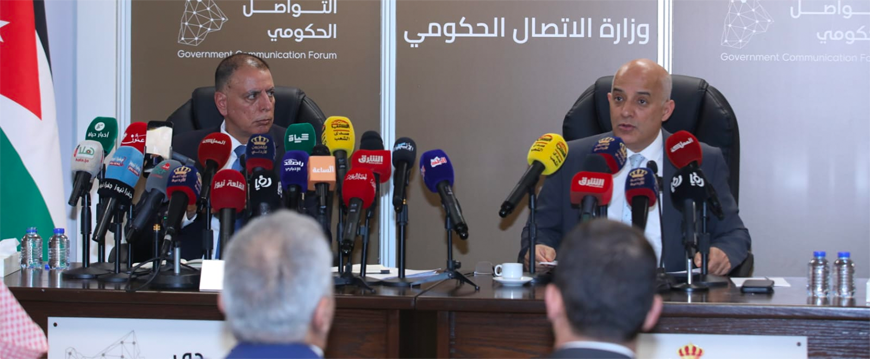 Interior Minister Mazen Faraya (L) says on Tuesday that maintaining local security and internal order are fundamental pillars of the country (Petra photo)