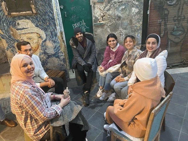 Facilitators from BlaBla Language Exchange engage learners in discussions to help them practise their target language (Photo courtesy of Asem Al Khateib)