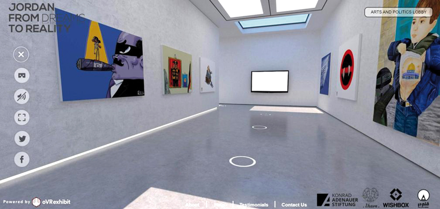 A virtual art exhibition, titled ‘Jordan from Dreams to Reality’, was launched on Sunday evening, showcasing more than 30 artworks by 14 Jordanian artists (Photo by Mays Ibrahim Mustafa)