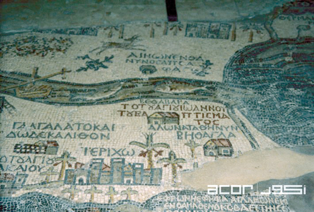 A fragment of a 6th century AD Madaba Map at St George Church in Madaba (Photo courtesy of ACOR/Rami Khouri Collection)