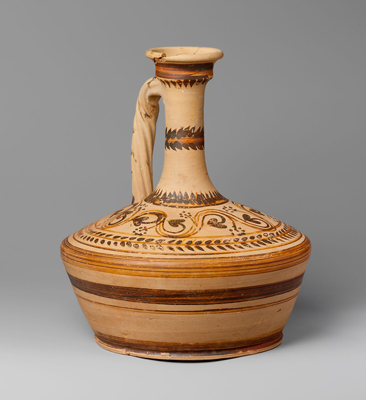 An oil terracotta flask from the Late Hellenistic Period [150BC-50BC] found on Cyprus (Photo courtesy of The Cesnola Collection)