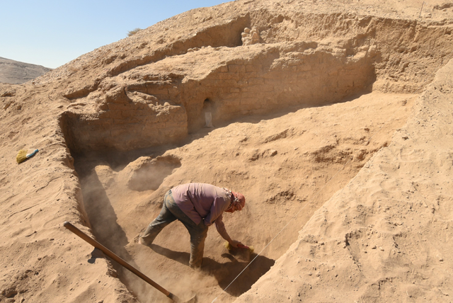 Excavations of the Iron Age fortification walls at Tell Bleibil  (Photo courtesy of Alexander Ahrens)