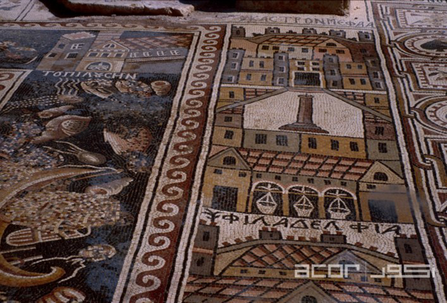 Church of St. Stephen, mosaic floor, at Kastron Mefaa-Umm ar-Rasas (Photo courtesy of ACOR)