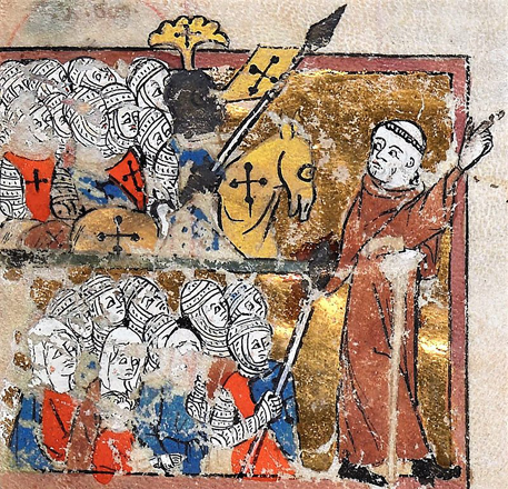 Peter the Hermit, leading People's Crusade (Photo of miniature from Egerton Manuscript 1500)