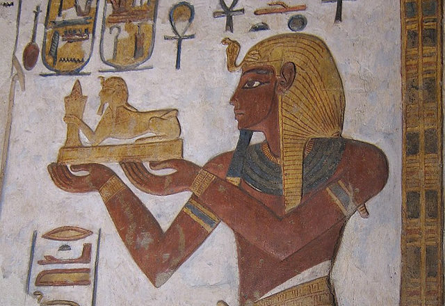 Relief from the Sanctuary of Khonsu Temple depicting Rameses III (Photo courtesy of Asavaa)