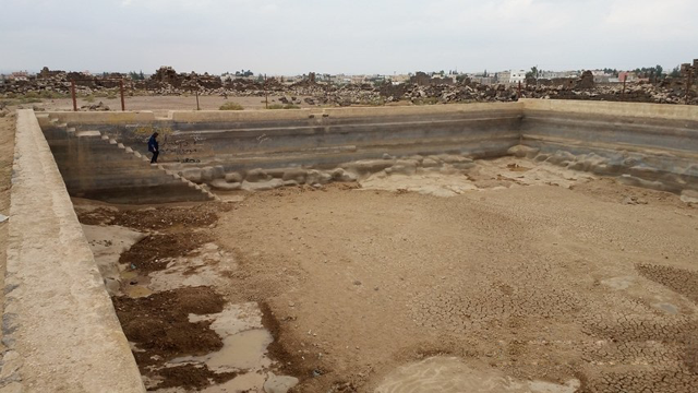 The Roman reservoir from 2nd century AD at Umm Al Jimal, supplied troops garrisoned in the adjacent Roman castellum (fort) with water, and was reused for agricultural purposes from the Byzantine to the modern era (Photo courtesy of ACOR)