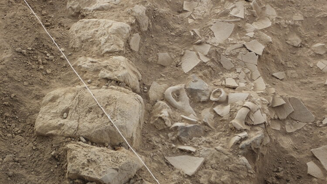 Khirbet Aujah Foqa is a well-preserved fortified Iron Age city on a hill (Photo courtesy of JVEP)