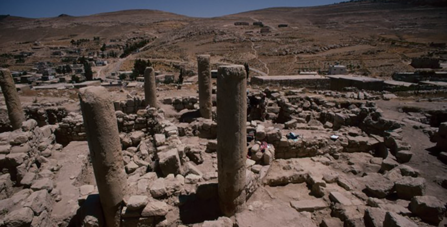 Columns of the Byzantine church in Gharandal, southern Jordan (Photo courtesy of ACOR)